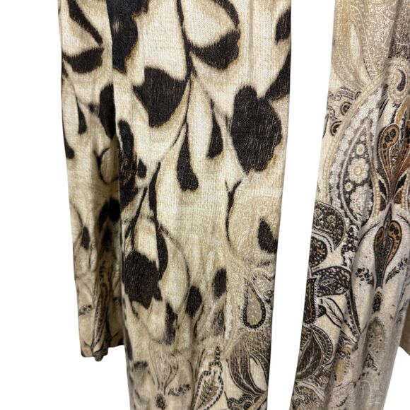Chicos Womens Neutral Paisley Andrea Long Cardigan Sweater Brown Beige Open 1 M - Picture 6 of 16